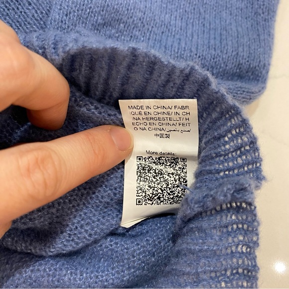 Ruffled Sweater, Blue, Crochet Top, Ruffles, Fitted, Women's (US S) - Picture 9 of 9